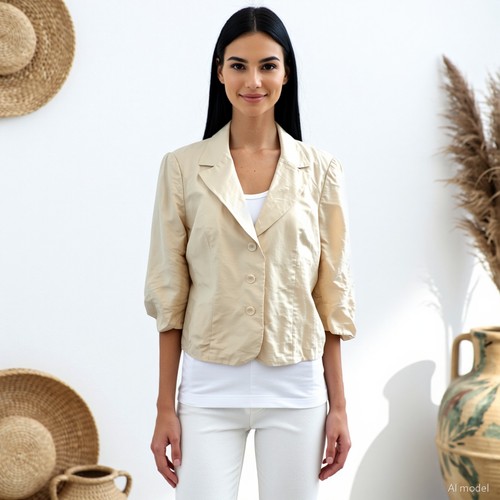Vintage blazer beige seide - blazer,