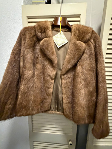 Damen pelzjacke braun - kurz, mit
